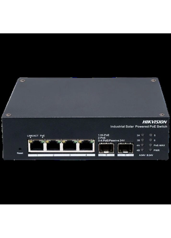 Комутатор 4 порти керований DS-3T1506HP-EI-UPS PoE Hikvision (400115548)