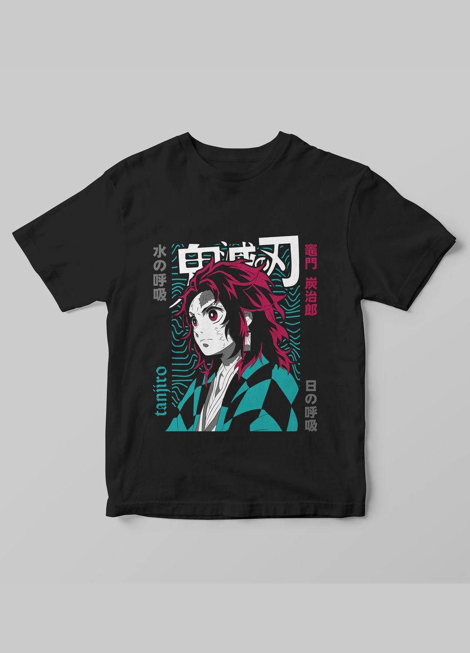 Черная футболка с аниме принтом клинок, рассекающий демонов-3 No Brand