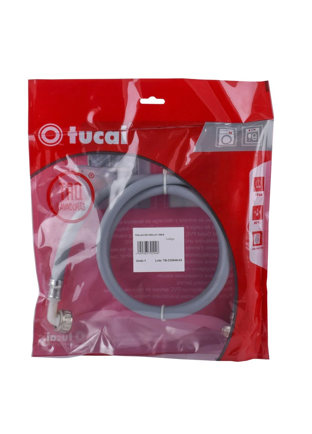 Шланг заливний для пральної машини 1.5м TAQ-LAV- H3/4″ Латунь 205478 TUCAI (335426104)