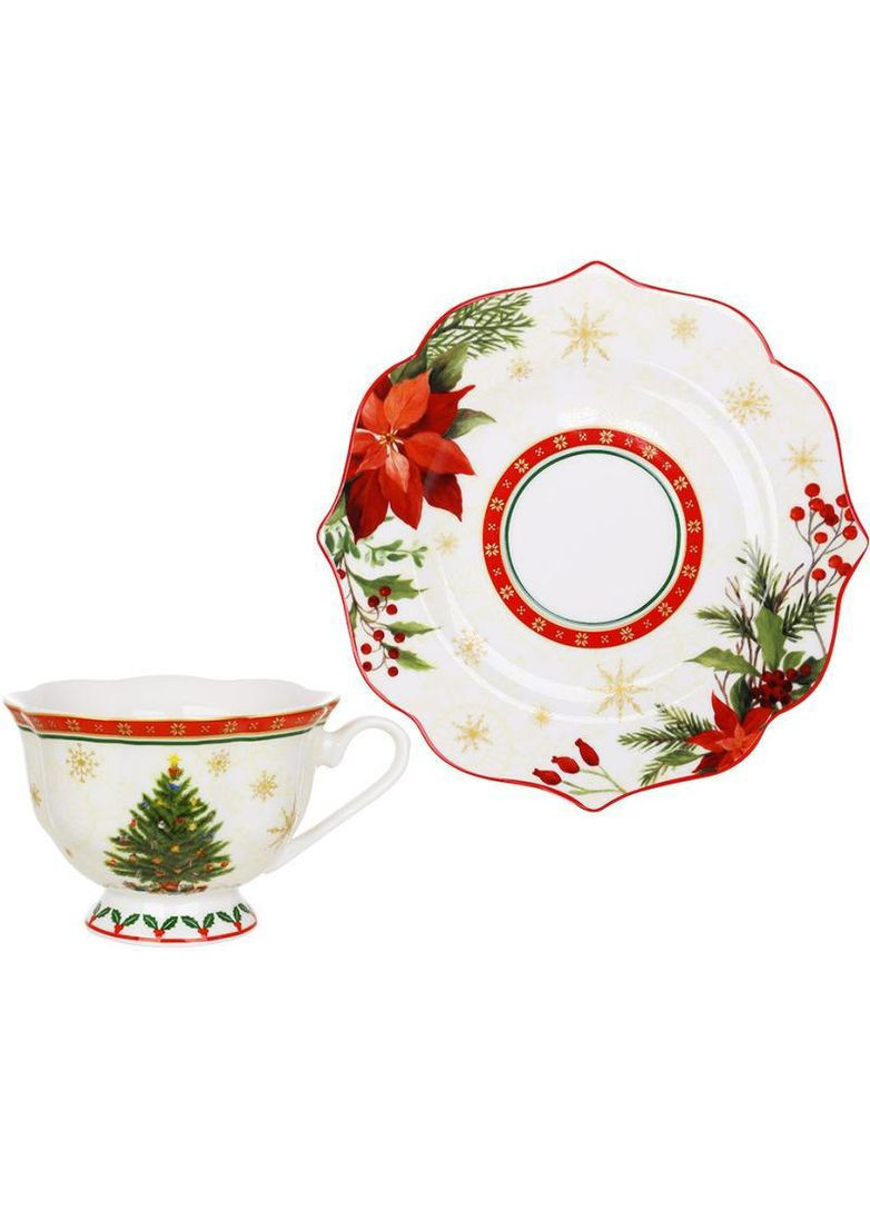 Чайно-кавовий фарфоровий набір "Christmas Story" 2 чашки 170мл з 2 блюдцями BonaDi (362571110)