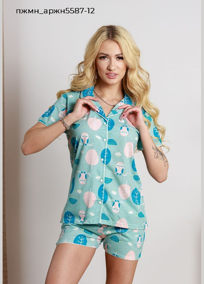 Прозорий комплект жіночий рубашка з шортами Pijamoni