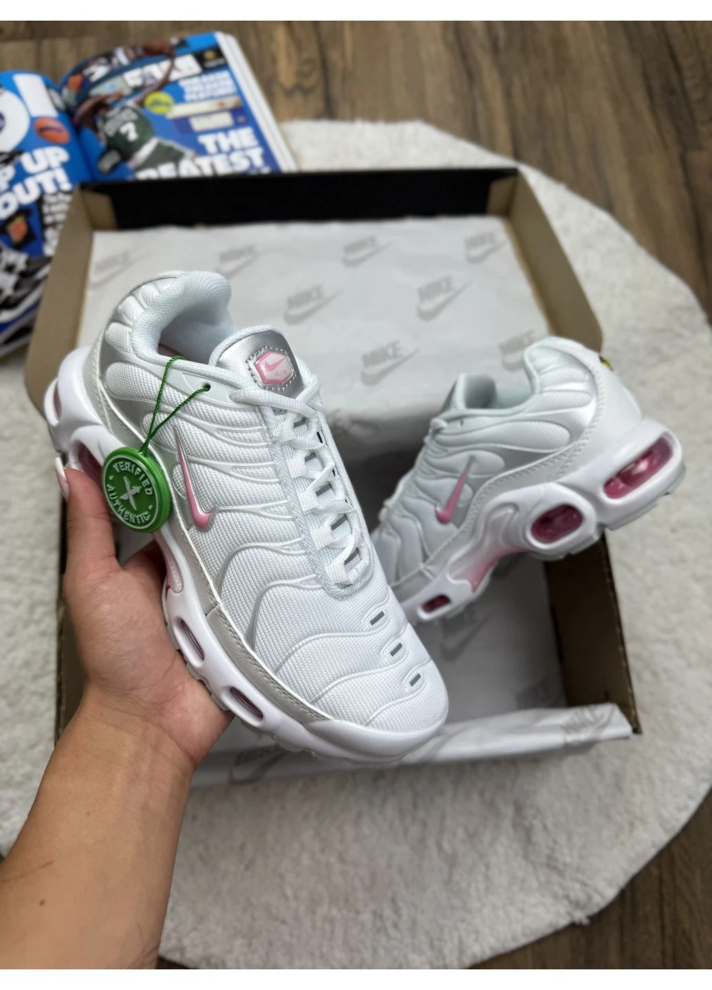 Білі літні кросівки nike air max tn plus white grey pink найк аір макс тн плюс No Brand