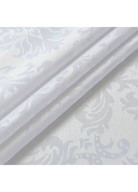 Жакардова скатертина Leeseph з вензелями 150×300 см біла Мальва (369669501)