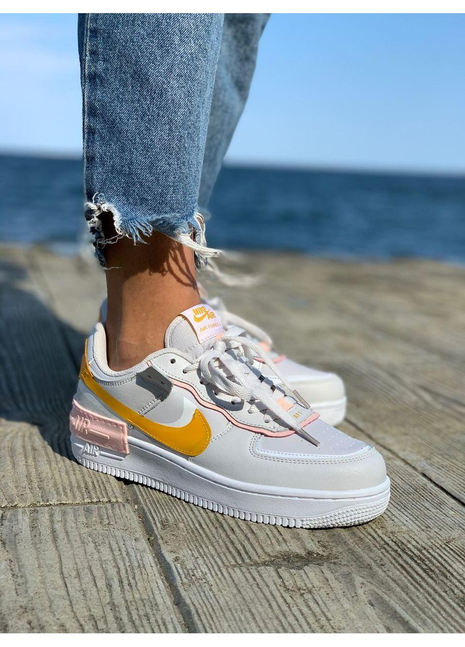 КРОСІВКИ ЖІНОЧІ NIKE AIR FORCE 1 SHADOW WHITE GREY ORANGE НАЙК АІР ФОРС 1 ПРЕМІУМ No Brand сірі демісезони (367176797)