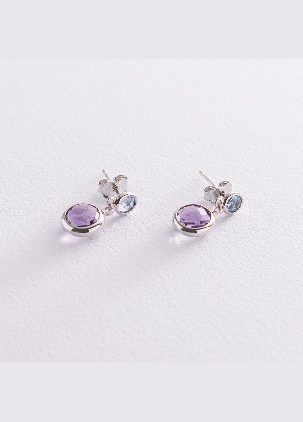 Золоті сережки - пусети (аметист, топаз) с07335 Oniks (264024570)