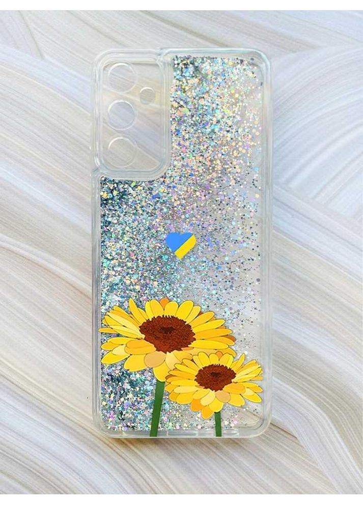 Чохол з плаваючими блискітками на Samsung Galaxy A34 5G (A346) Сріблястий:: Жовті квіти (принт 364) CASE CONTROL (360705547)