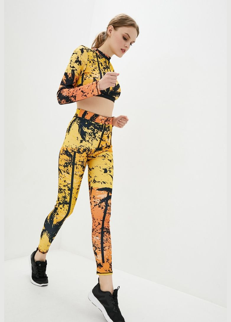 Спортивный топ с длинным рукавом c принтом "Тропик" оранжевый размер M дайвинг 4PROFI (303282917)