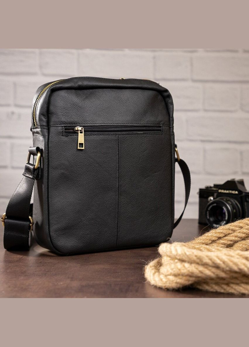 Сумка чоловіча з натуральної шкіри через плече Vintage з потайними кишенями чорна (sku_14649) No Brand (328922041)