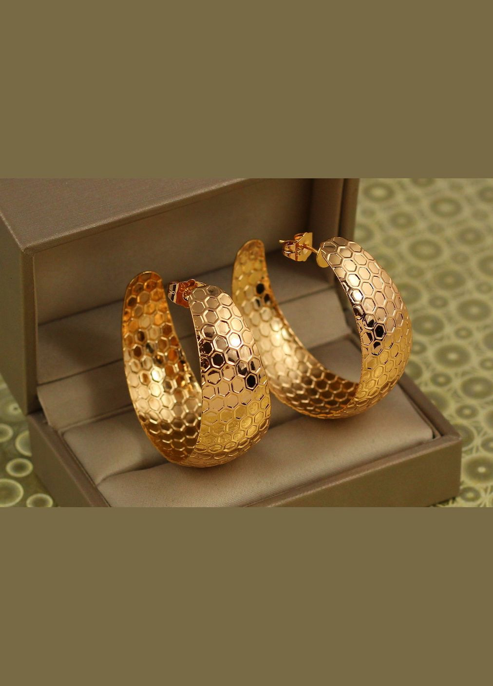 Сережки кільця Хuping Jewelry вулик 1,7 см золотисті Xuping Jewelry (337169311)