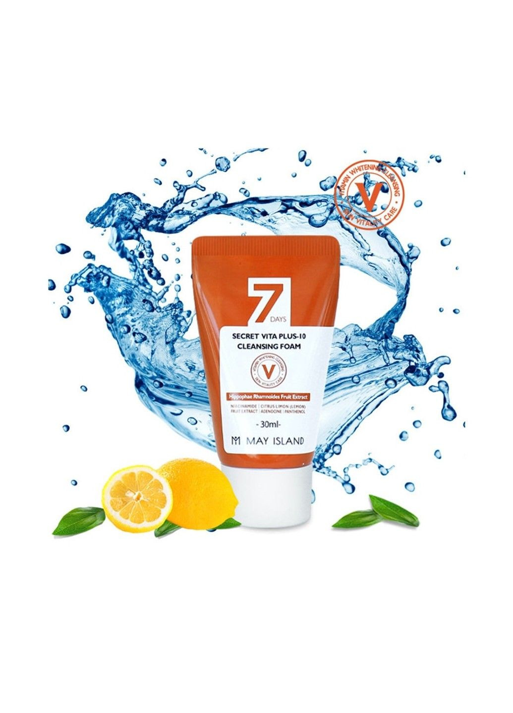 Пена для умывания осветляющая с экстрактом облепихи 7 Days Secret Vita Plus-10 Cleansing Foam 30ml May Island (298578193)