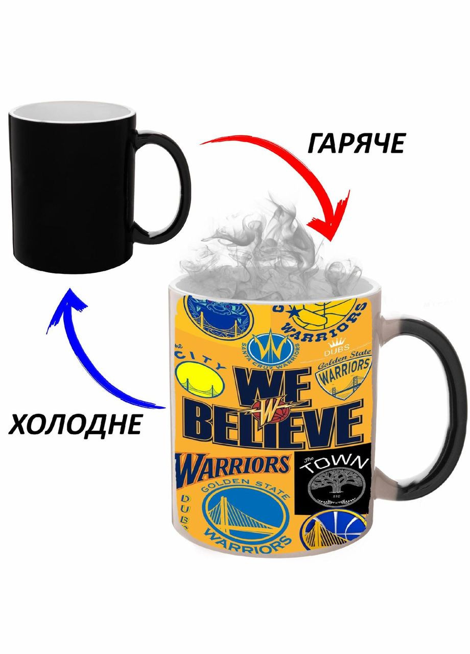 Чашка хамелон (кухоль, горнятко) Golden State Warriors (Баскетбольна команда) #016 Чорна 330 мл No Brand (323471587)