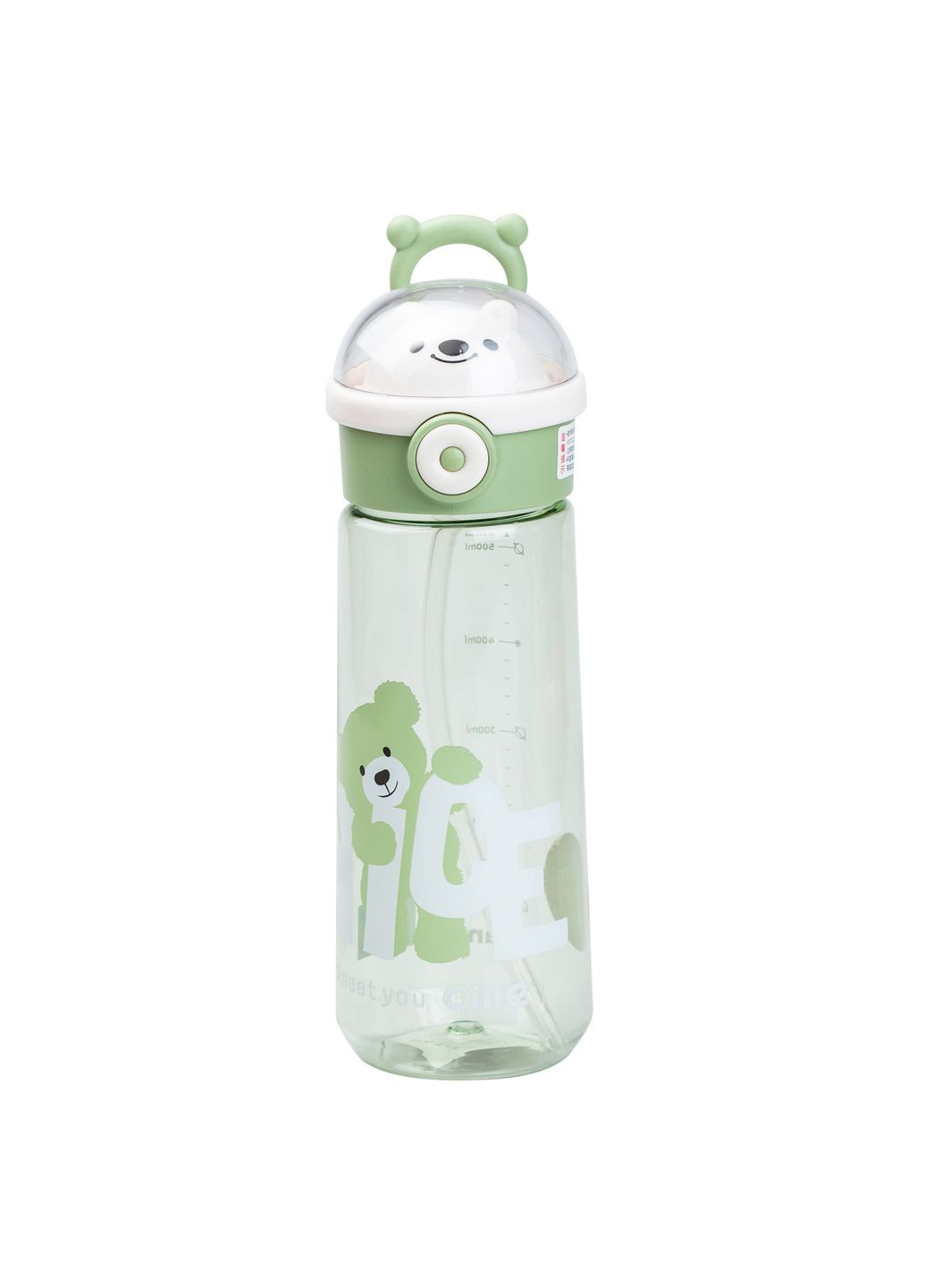 Пляшка для води Nice 620 мл із кришкою фліп топ на защіпці, зелений Happy Life HP17300GR No Brand (360481718)