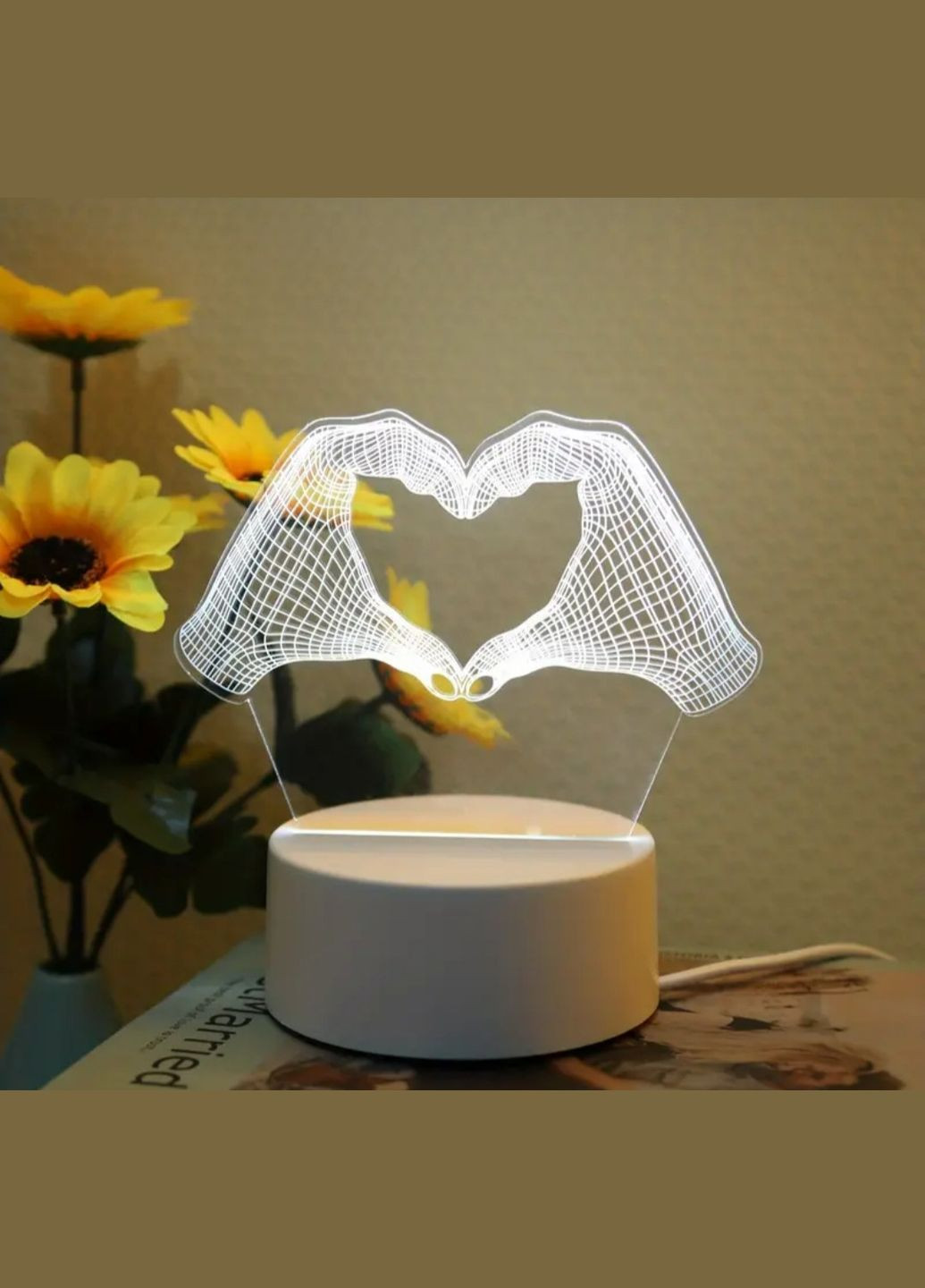 3D LED нічник "Серце з рук" — оригінальний світильник для подарунка та декору No Brand (348322549)