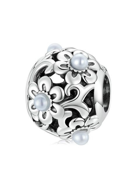 Серебряная бусина "Цветок с жемчужиной" Kabluchka (355346647)