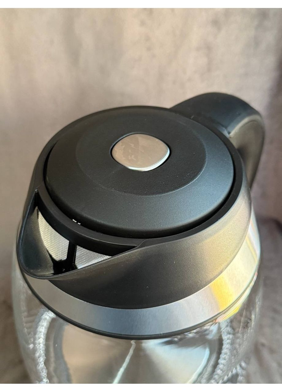 Дисковой стеклянный электрочайник EKG-25012 1,8л LED RGB подсветка 2200Вт Черный/Серый Grunhelm (357208023)