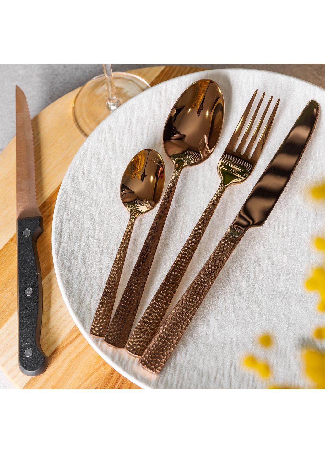 Набор столовых приборов из нержавеющей стали на 6 персон с органайзером, бронза Yiwu HP-20-29 No Brand (352527711)