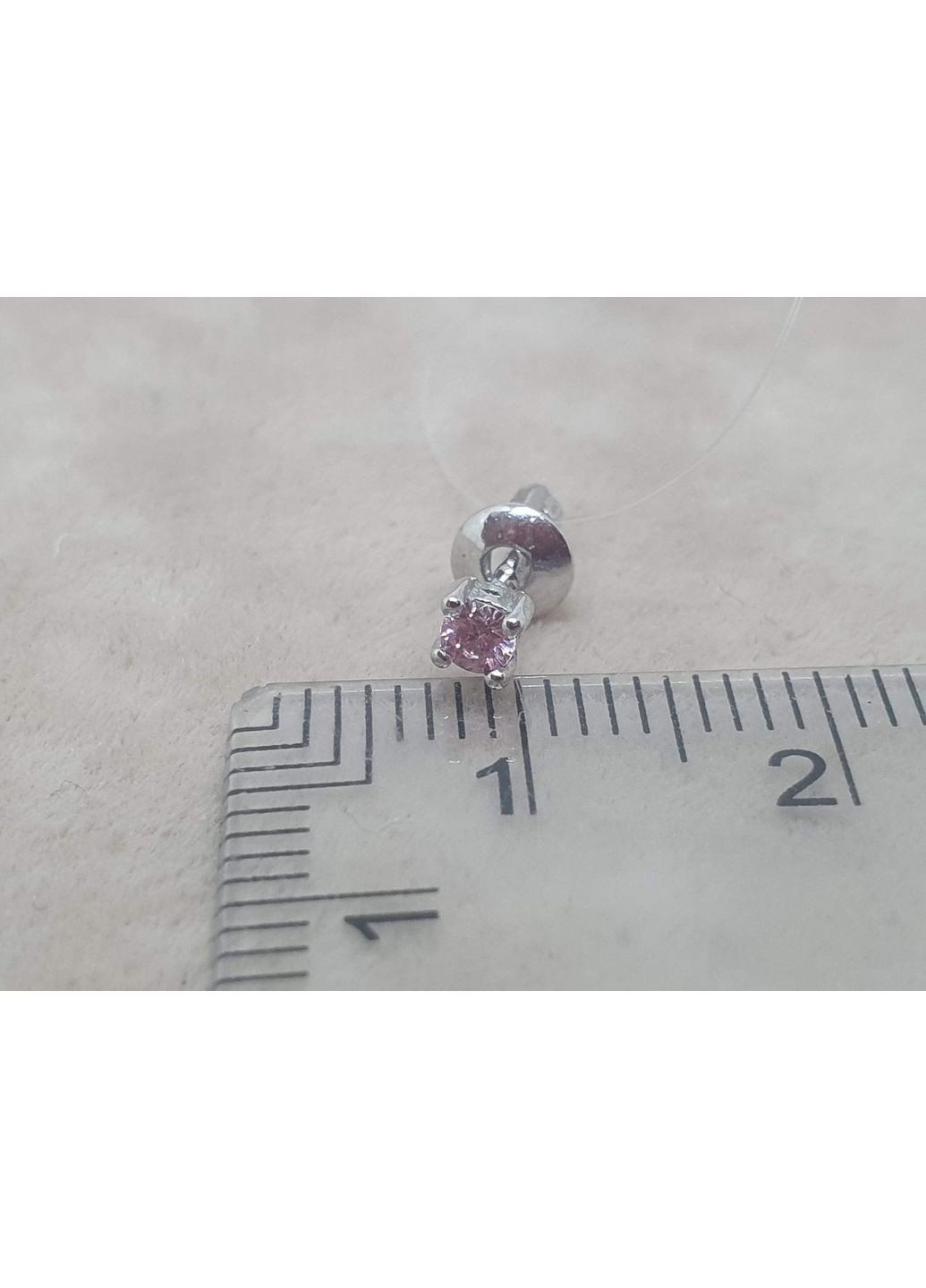 Серебряная моносерьга пуссета с фианитом. 3003.1С Розовый Dear (363840695)
