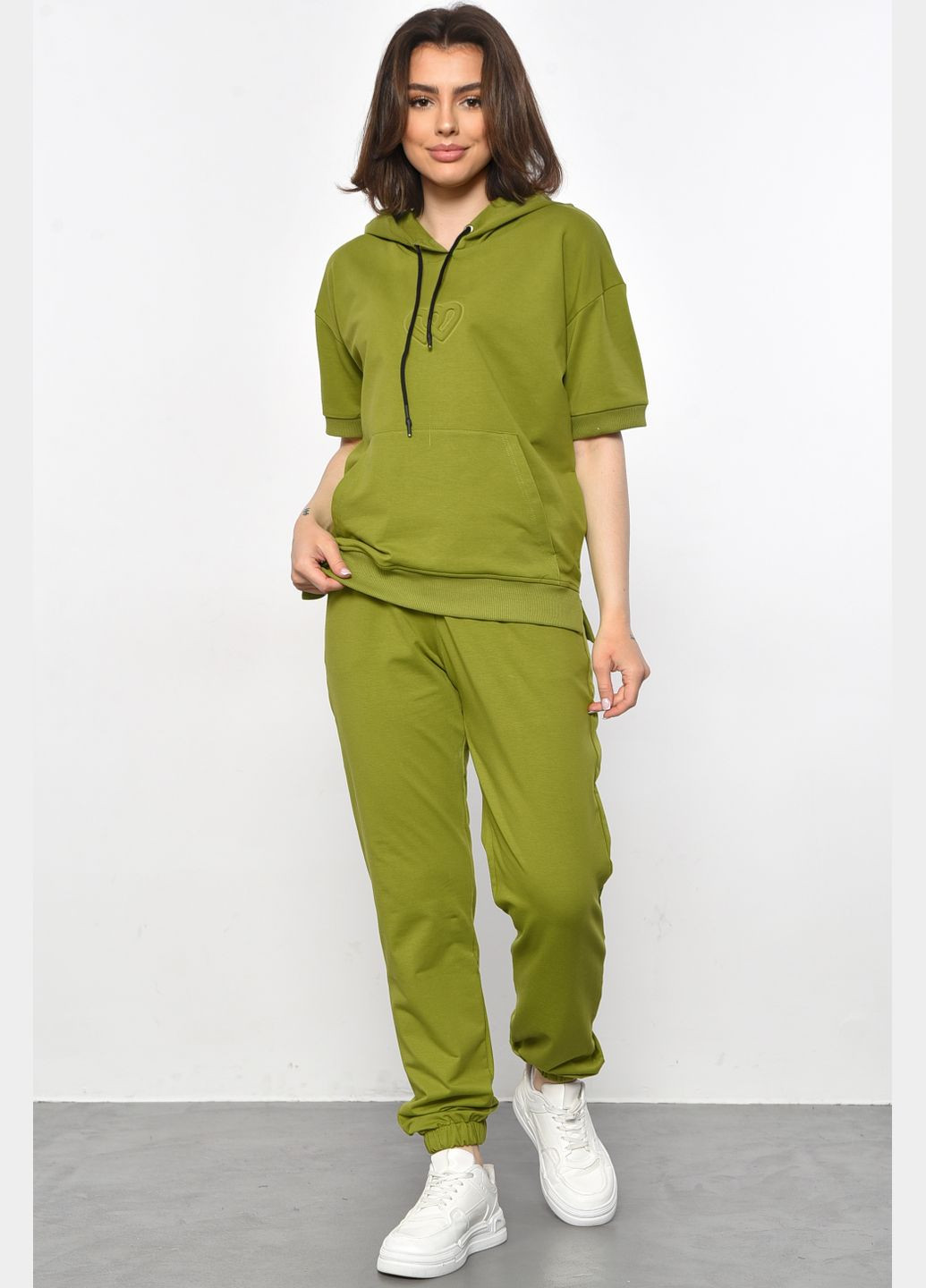 Спортивный костюм женский оливкового цвета Let's Shop (293765078)