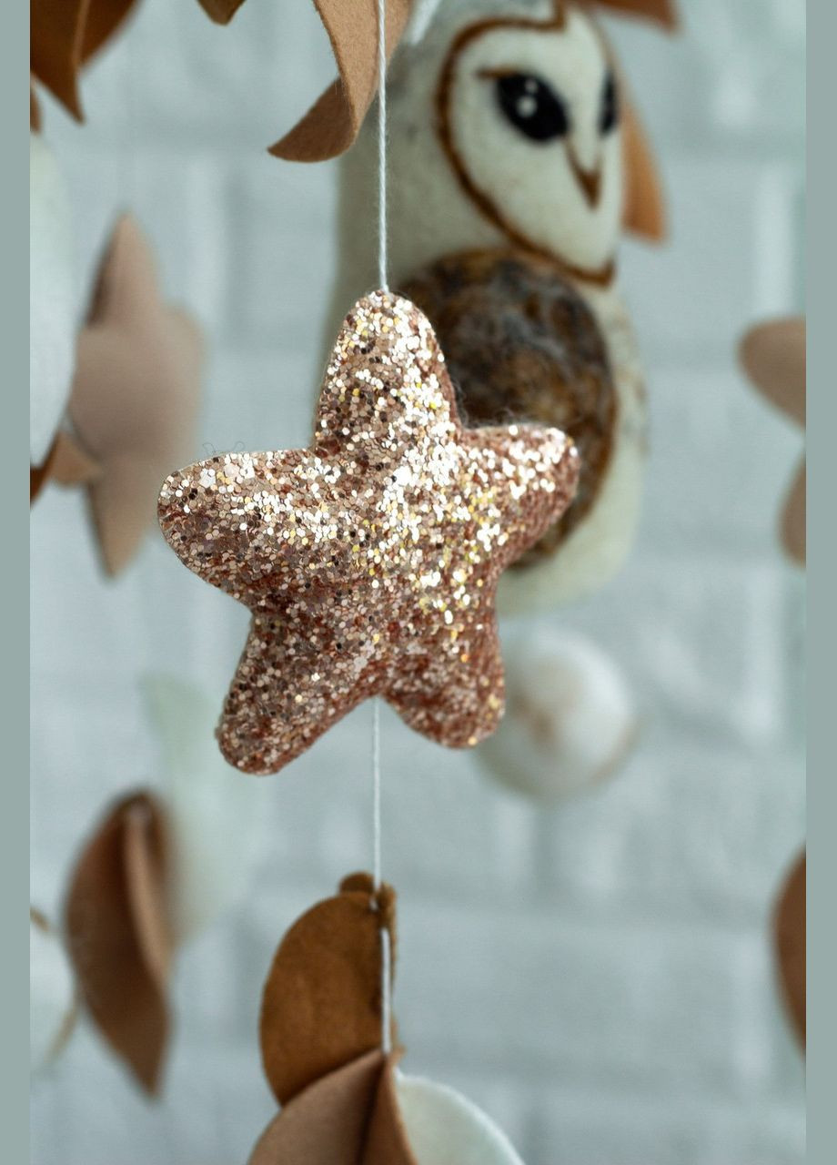 Дитячий музичний мобіль на ліжечко для немовлят WooolyWool «Сова» з 35 мелодіями No Brand (342757821)