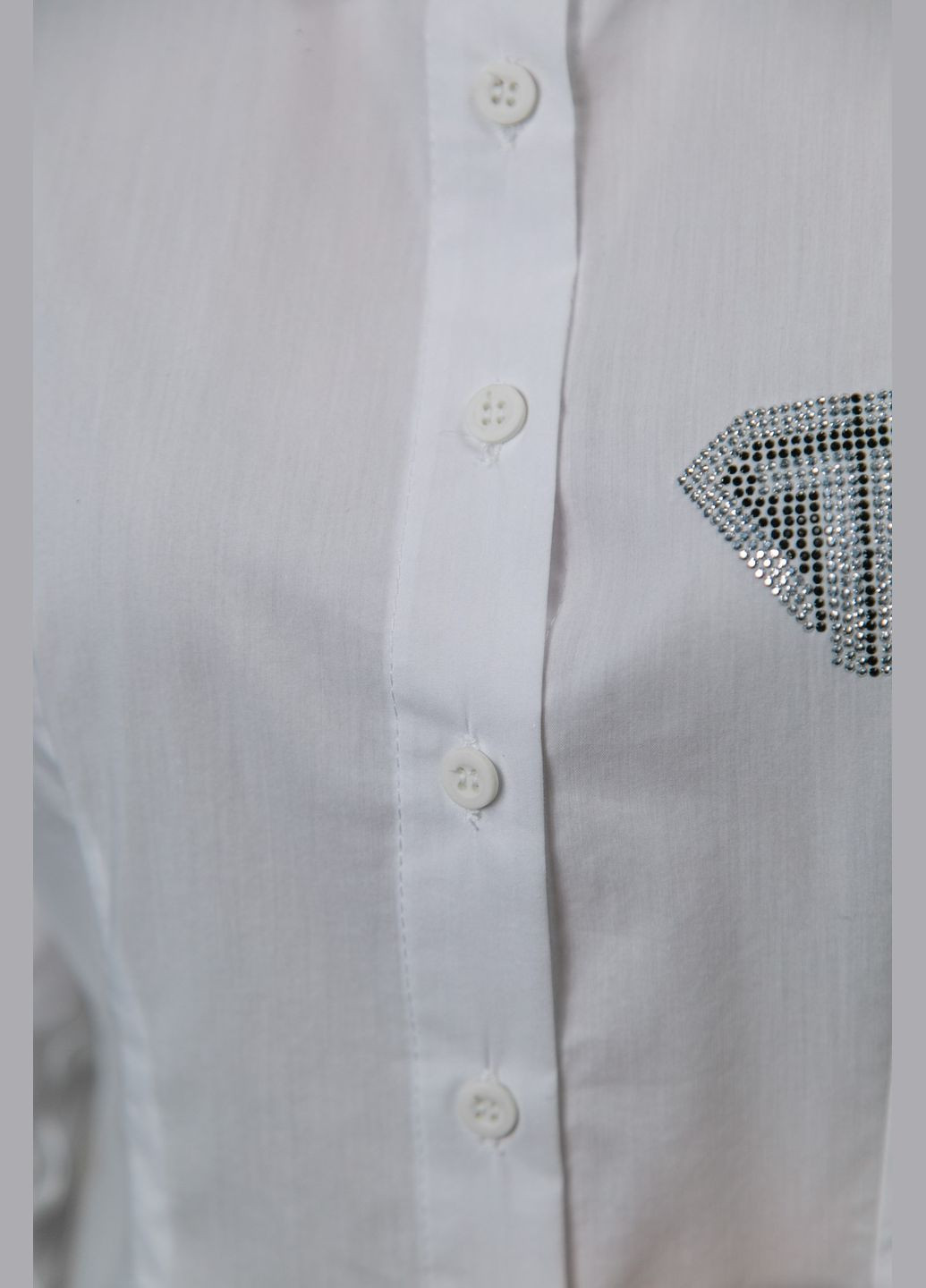 Белая классическая, повседневный рубашка однотонная CHICLY с длинным рукавом