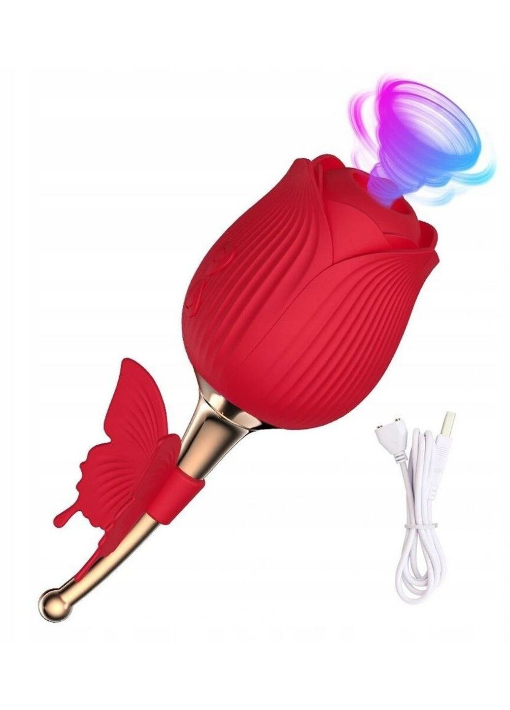 Вакуумний кліторний стимулятор з вібрацією у вигляді троянди Rose Flirting, червоний Boss Series (292011965)