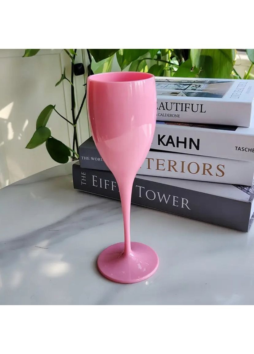 Бокалы-фужеры пластиковые акриловые розовые без надписи (высота 20см) Цена за 1 шт No Brand (361230985)