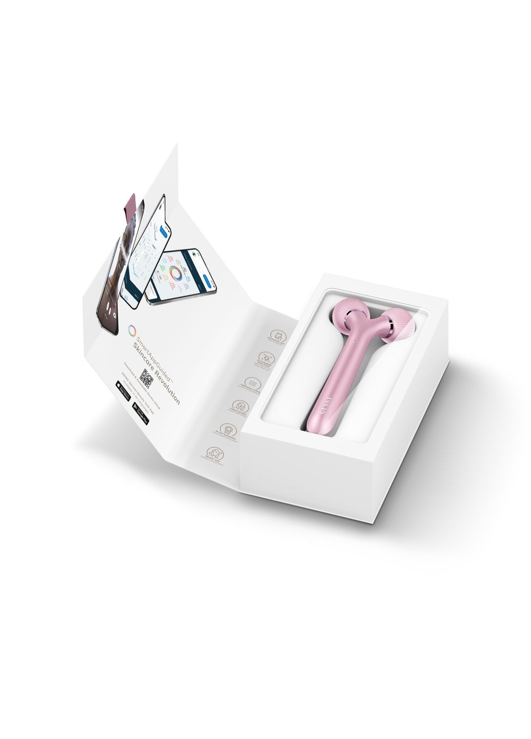 Електронний ультразвуковий ролик для обличчя Sonic Facial Roller 4в1 pink GESKE (341525892)