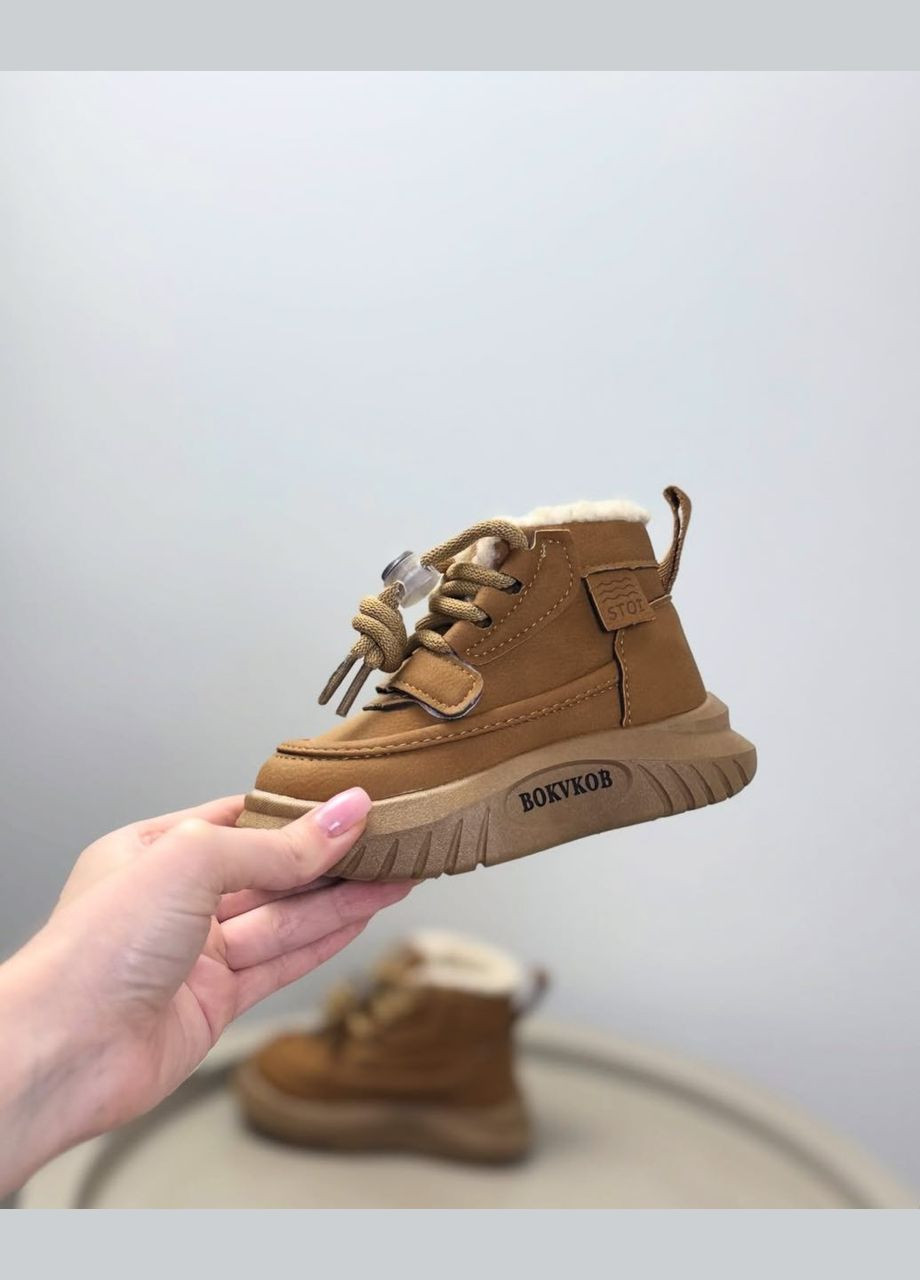 Бежевые повседневные зимние ботинки осенние детские рыжие 1467 No Brand