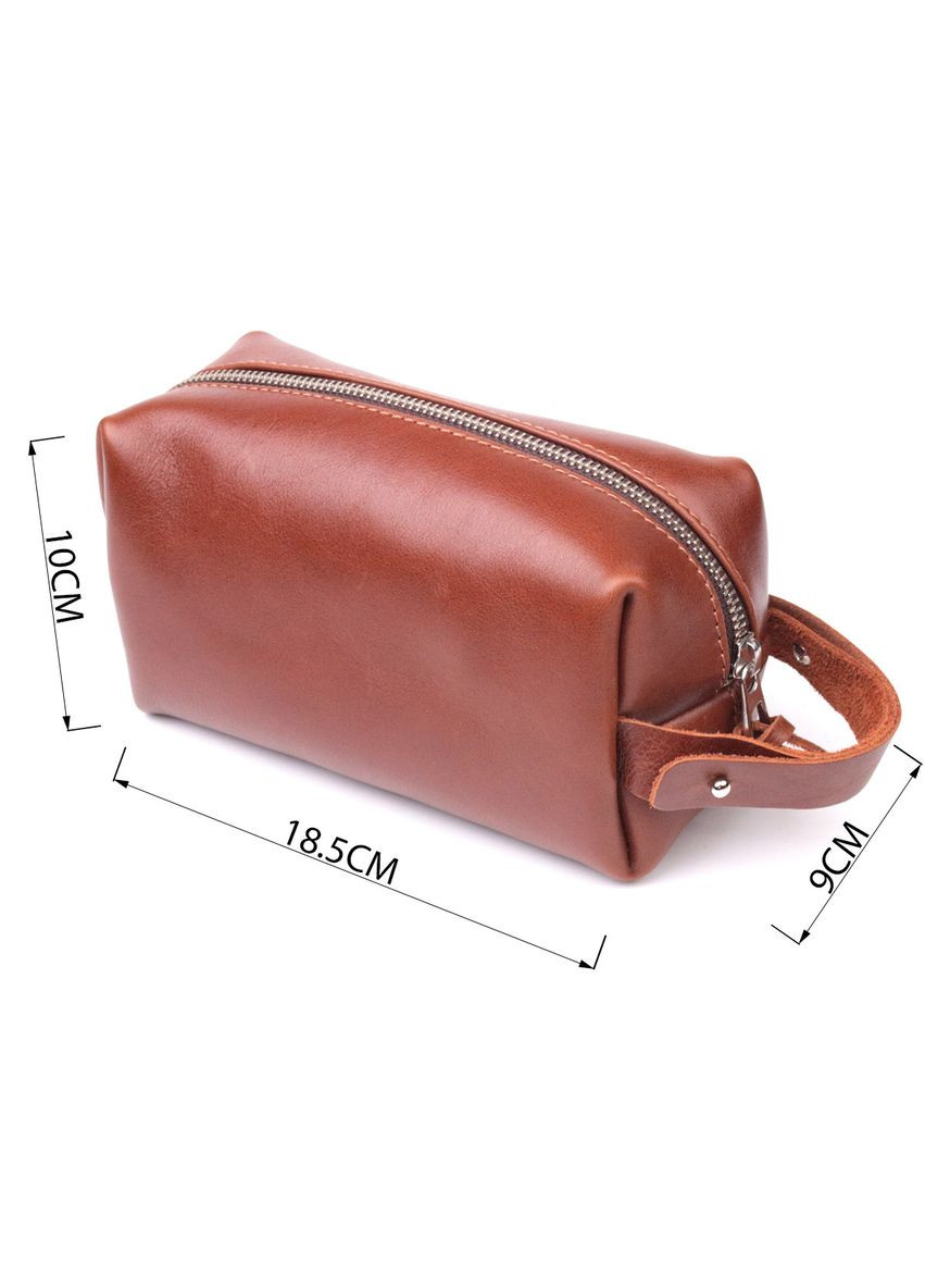 Мужская косметичка среднего размера из гладкой кожи на молнии Сердце светлокоричневое 16765 Grande Pelle (362418459)