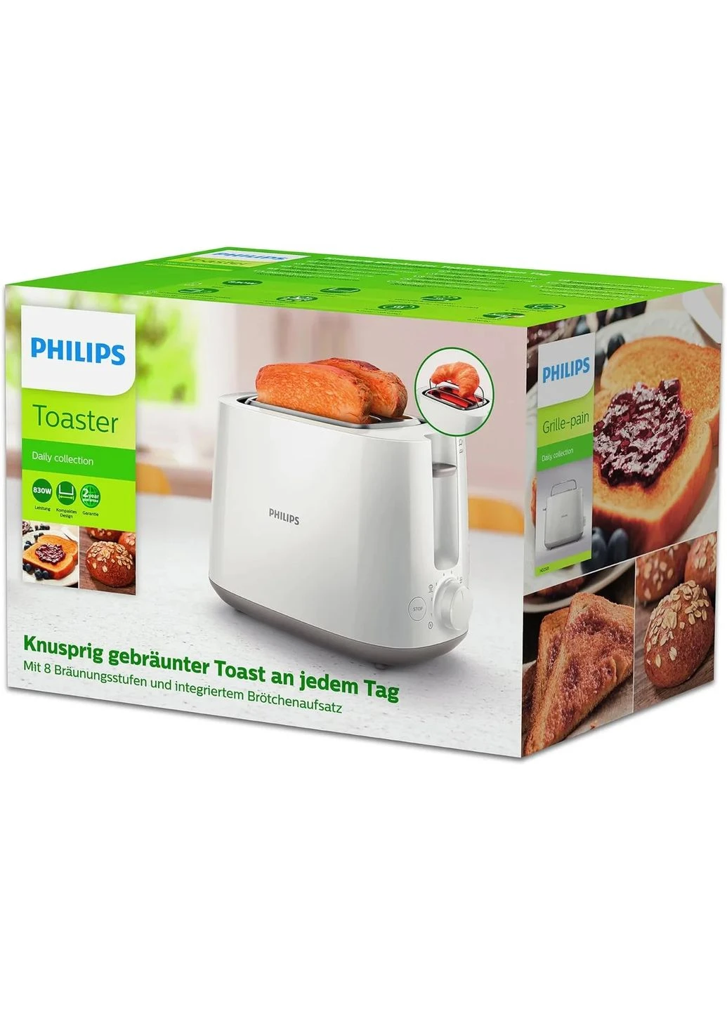 Тостер Daily Collection 830 Вт, пластиковий, білий. Philips (393748029)