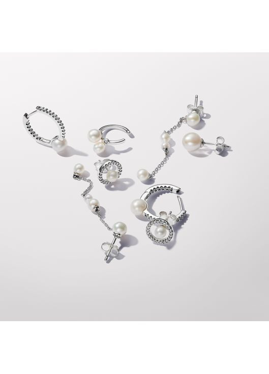 Серебряная моносерьга-кафа Пандора с культивированными пресноводными жемчужинами 293151C01 Kabluchka (355344501)