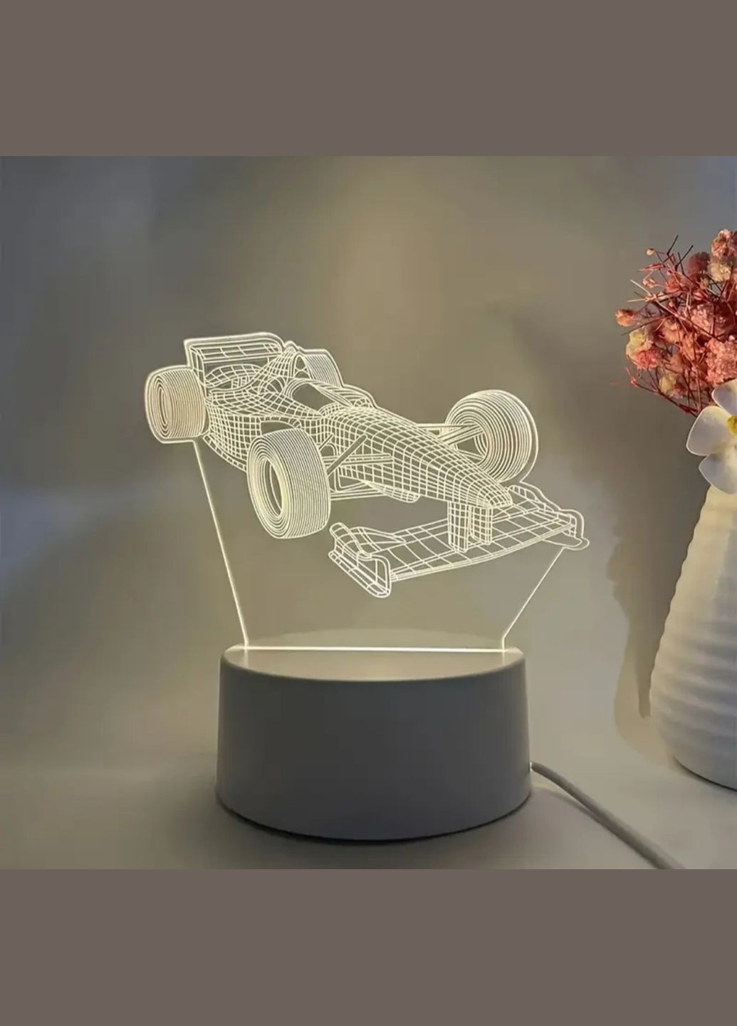 3D LED ночник «Гонический болид» – стильный светильник для настоящих фанатов скорости No Brand (350349751)