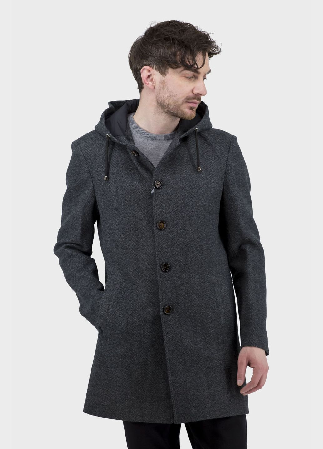 Темно-серое демисезонное Мужское пальто Carducci (темносерый, ), 47272 No Brand