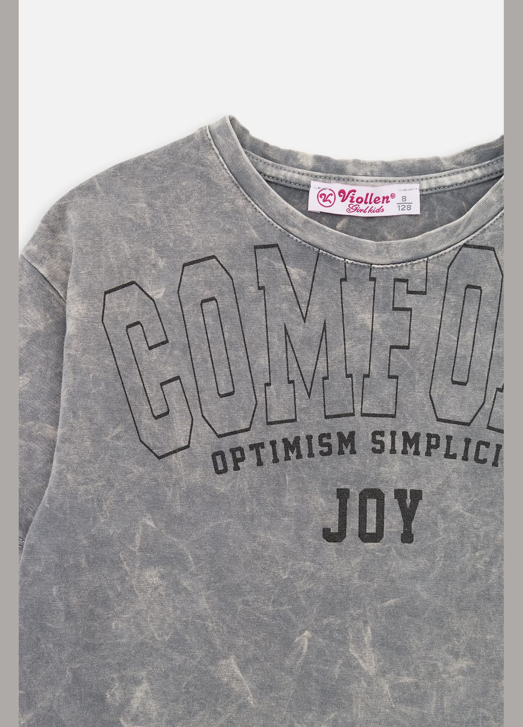 Світло-сіра літня футболка з коротким рукавом для дівчинки колір світло-сірий цб-00267413 Viollen