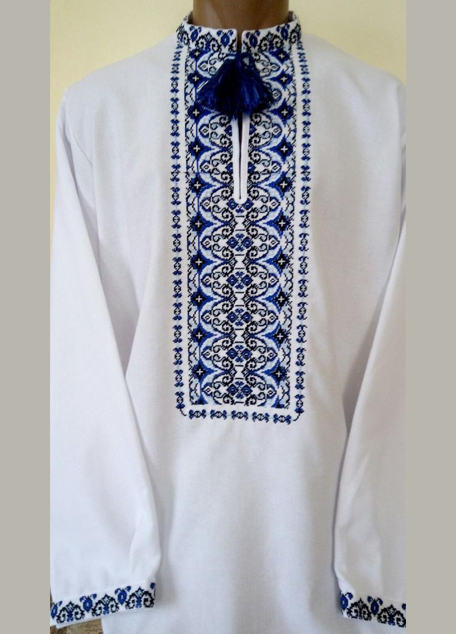 Синяя вышитая мужская рубашка "два цвета синяя" Прикарпатські Вишиванки (325881798)