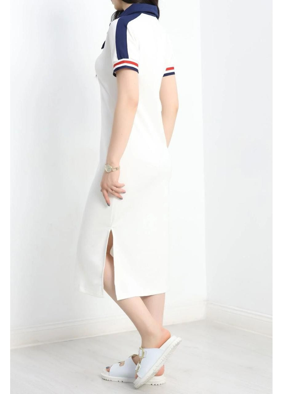 Комбинированное платье-поло из натурального хлопка (турция) No Brand