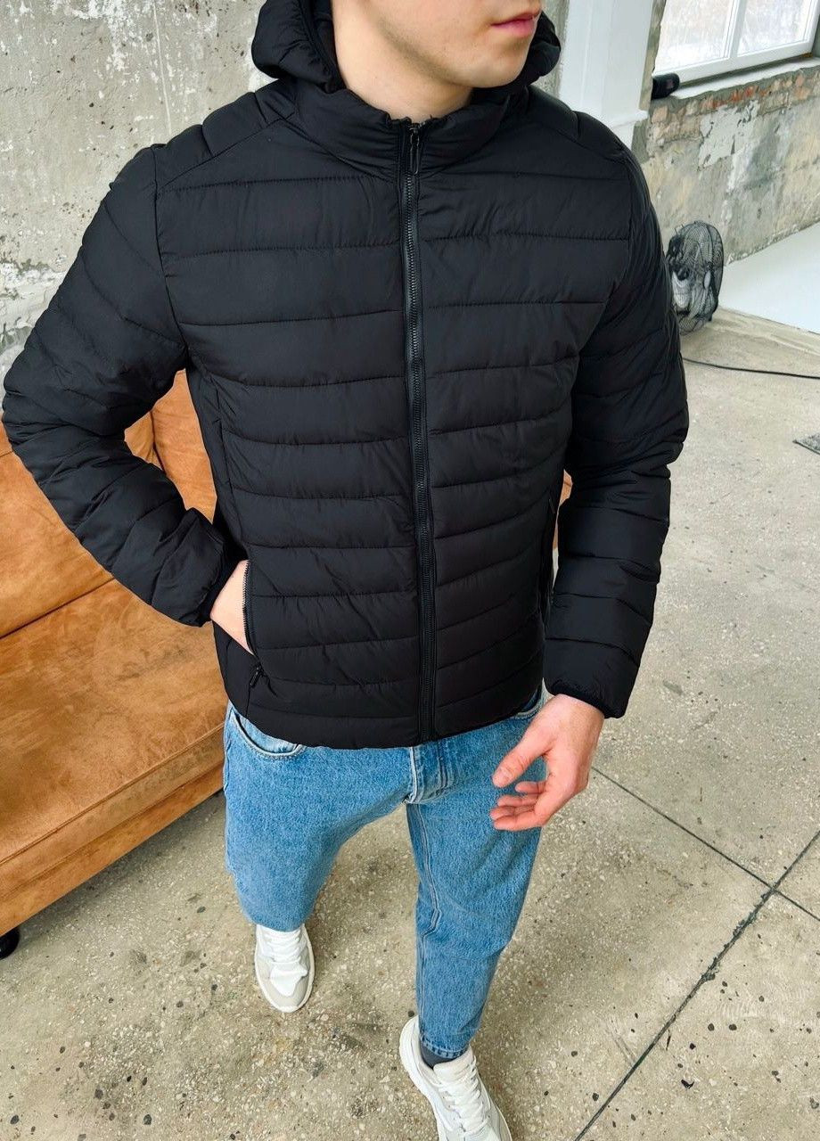 Черная демисезонная стильная мужская куртка No Brand
