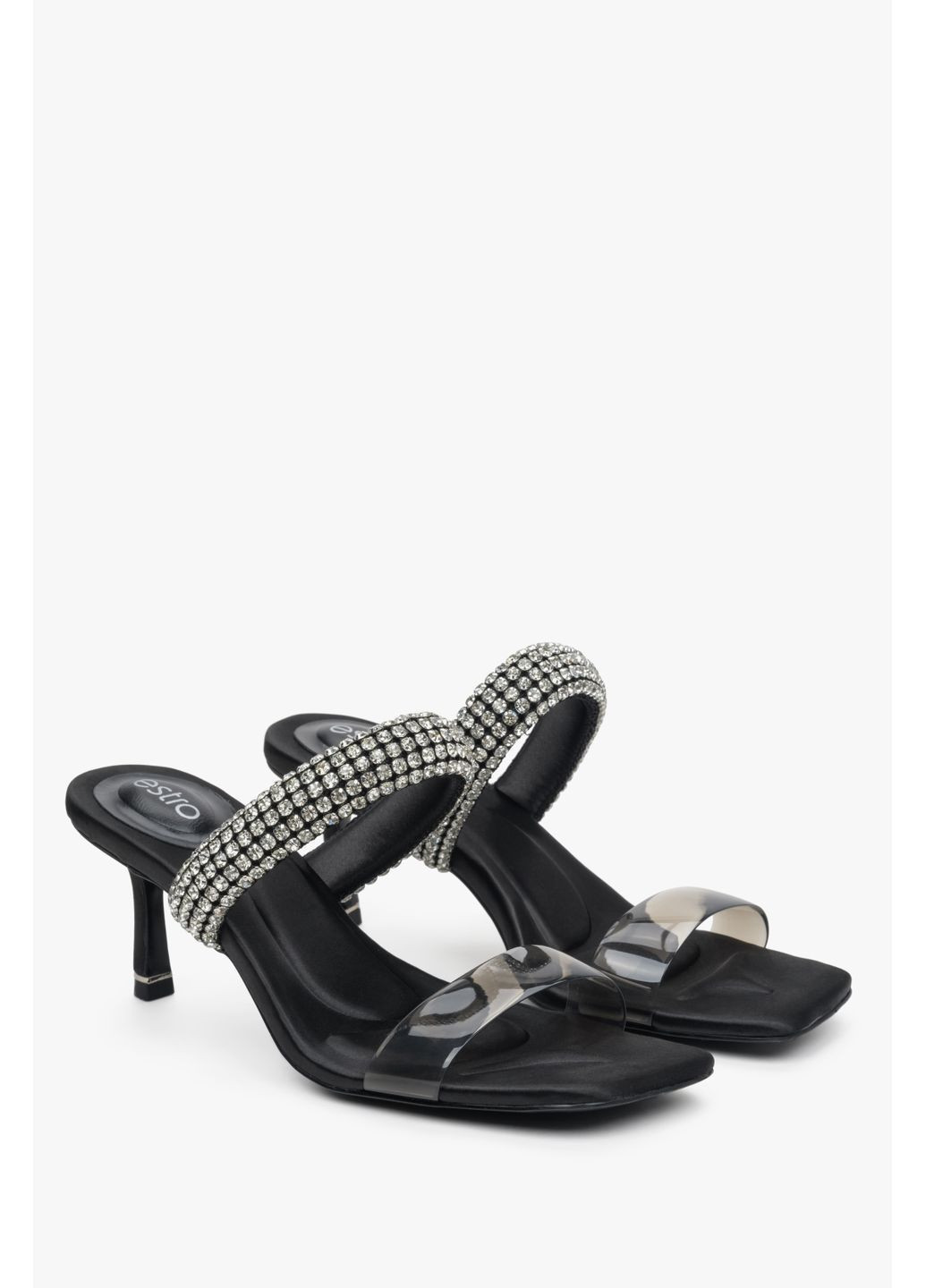 Черные шлепанцы, цвет черный Estro