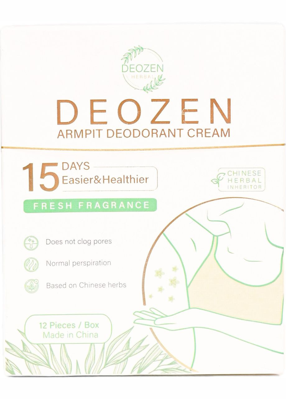 Крем-дезодорант для пахв натуральний на китайських травах, пакування 24 саше 0.8г DEOZEN (338434273)