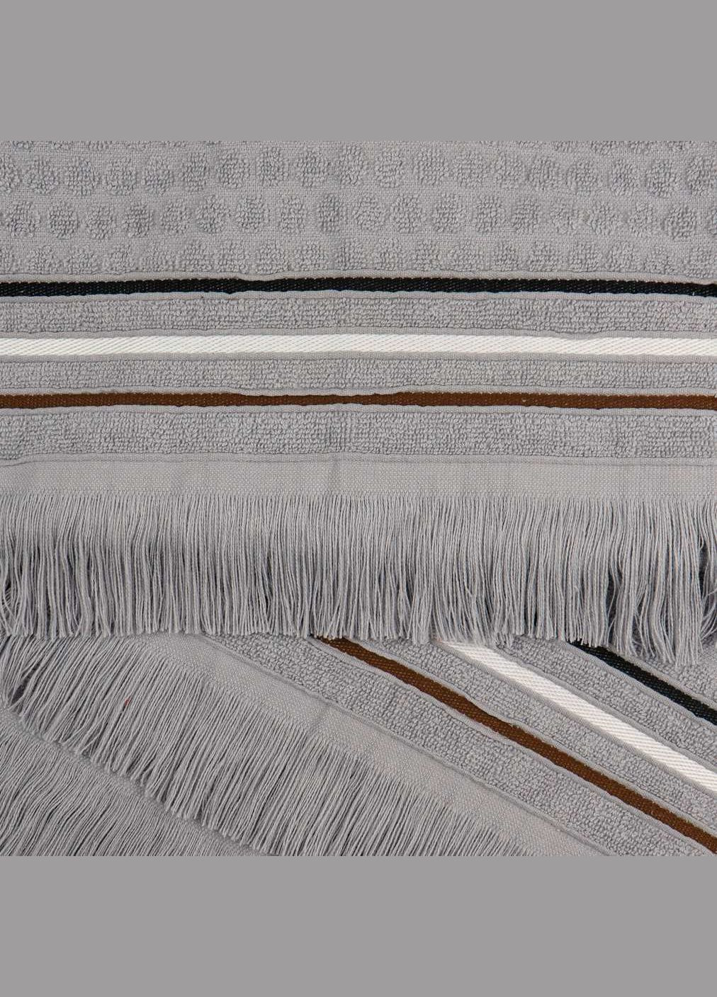 GM Textile полотенце жаккардовое с бахромой 30х50см 400г/м2 () серый производство -