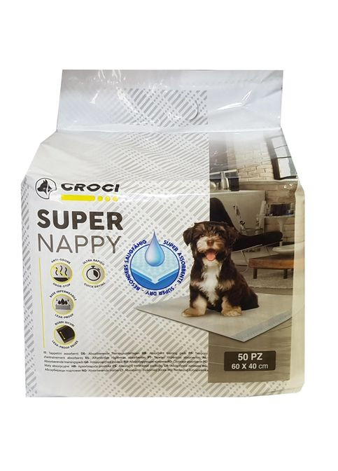 Пелюшки для собак Super Nappy 60 х 40 см 50 шт. 8023222174788 ЦІНА ЗА 1 ШТ Croci (266274373)