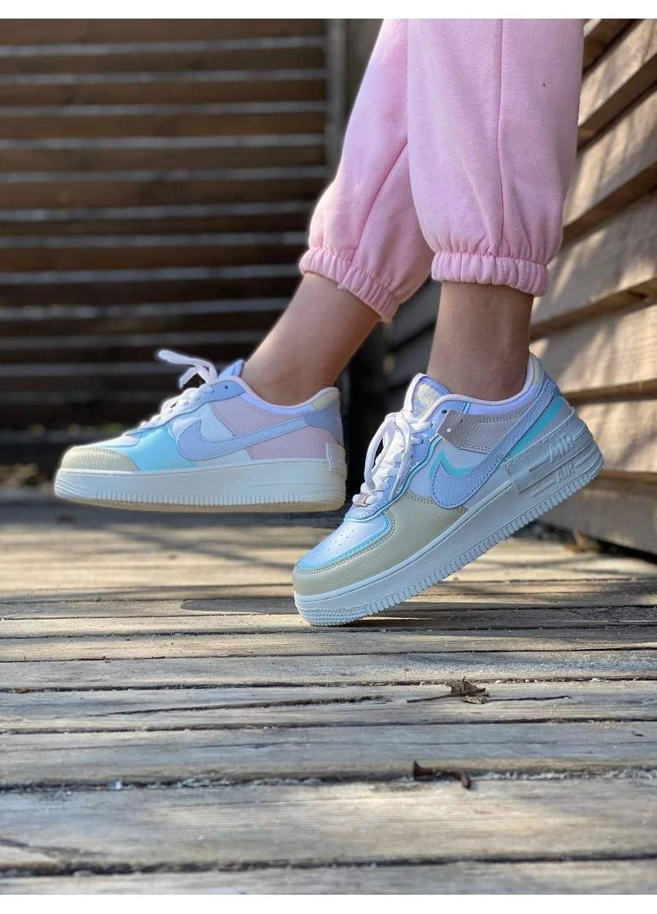 КРОССОВКИ ЖЕНСКИЕ NIKE AIR FORCE 1 SHADOW MULTICOLOR 2 НАЙК АИР ФОРС 1 ПРЕМИУМ No Brand бежевые демисезоны (368858169)