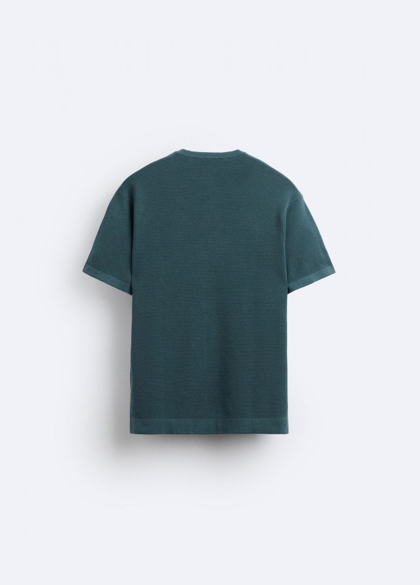 Зеленая футболка Zara трикотажна 2621 420 DUCK GREEN