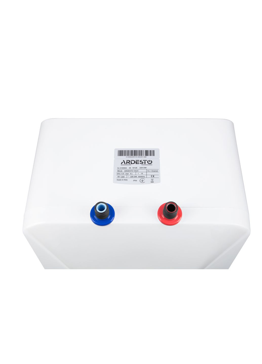 Водонагрівач електр. 3100841 компакт, 15л, 1,2кВт, монтаж над мийкою, мех. кер-ння, A, Італія, біло-сірий Ardesto (363320848)