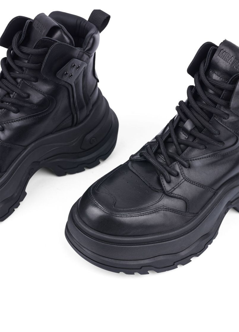 Осенние женские ботинки 2398-2 черная кожа MIRATON