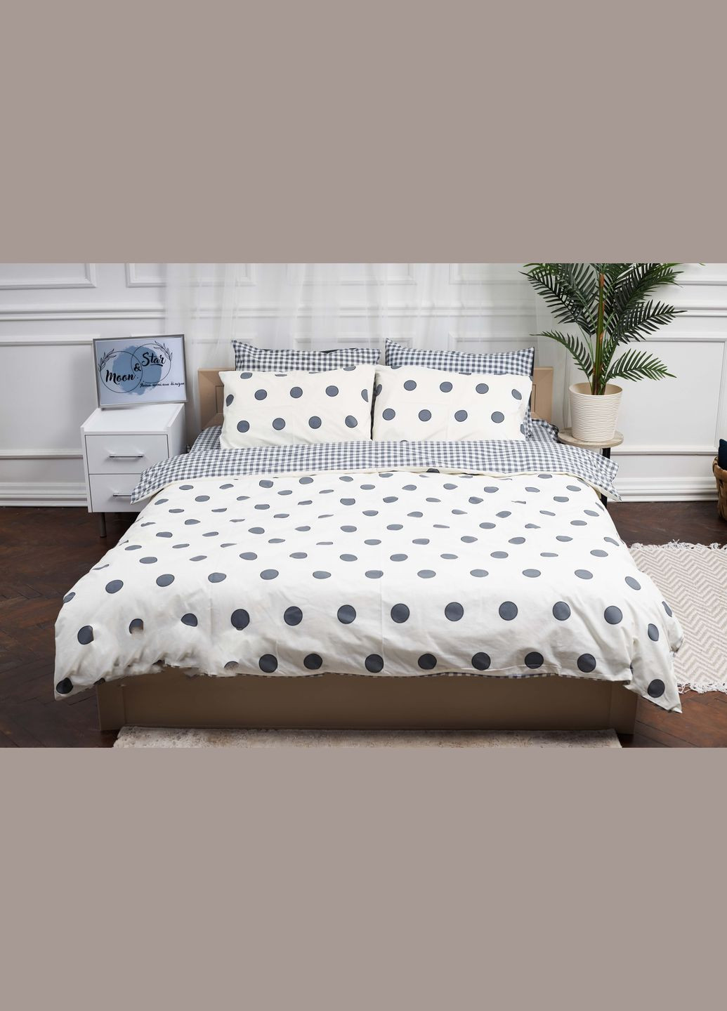 Комплект постільної білизни двоспальний 175х210 наволочки 4х50х70 Ranforce Elite (MS-820000183) Moon&Star Riccarda (284416014)