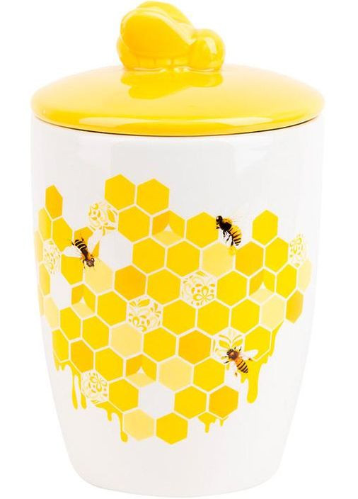 Керамічна банка-медовниця "Sweet Honey" 550мл, біла з жовтим Bona (372171729)