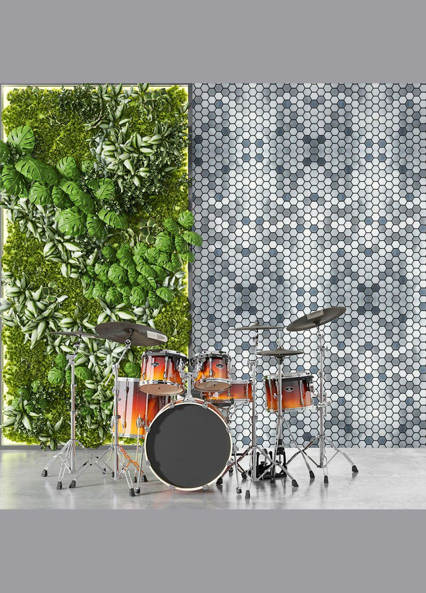 Самоклеюча алюмінієва плитка срібна мозаїка із дзеркальними вставками 300х300х3мм SW-00001928 No Brand (316051143)