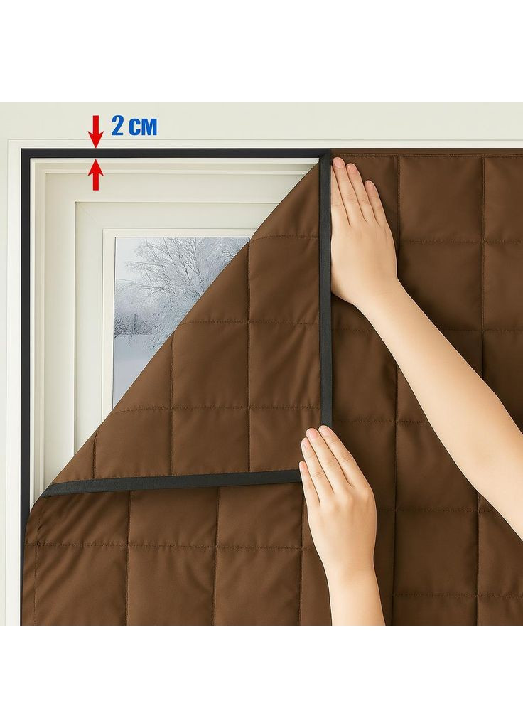Теплі штори на дверях (на магнітах) Коричневі P 100*210 см No Brand (368294653)