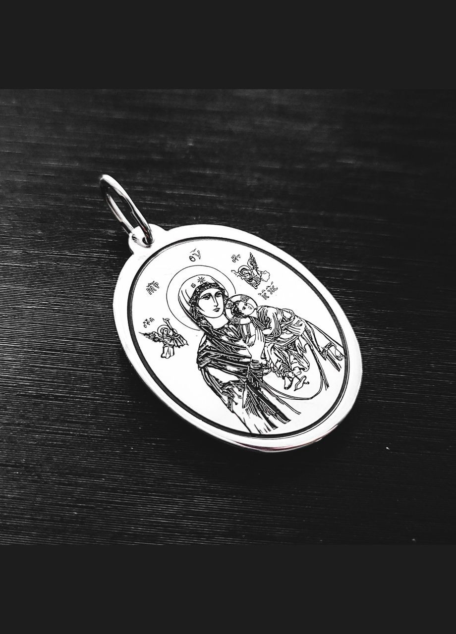 Срібна ладанка овал Божа Мама. Срібні значок підвіс Божої Матері. No Brand (301537913)